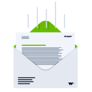 imagem de um envelope da winov em desenho com fundo transparente