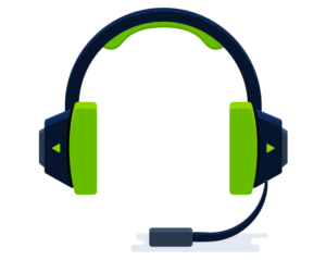 imagem desenho de um fone com cores da winov e fundo transparente