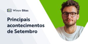 Banner sobre principais acontecimento de setembro de 2025 com homem de óculos